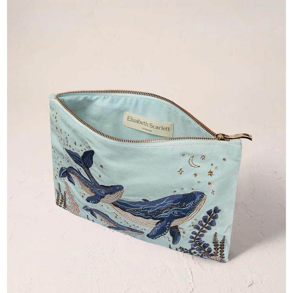 Elizabeth Scarlett Mystical Whale Velvet Everyday Pouch